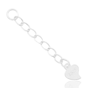 Plata 925 Fornituras extenci&oacute;n de cadena coraz&oacute;n Plata