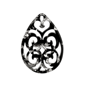 Colgantes de resina barroc gota Plata-negro