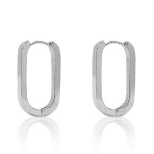 Pendientes Acero Inox ovalado Plateado