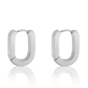 Pendientes Acero Inox ovalado Plateado