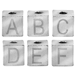 Abalorios letras Acero Inox alfabeto Plateado