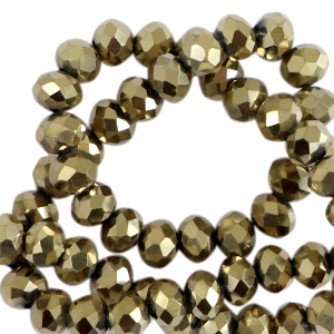 Abalorios faceteados disco 3x2mm Dorado viejo met&aacute;lico-revestimiento pearl shine