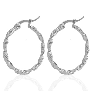 Pendientes Acero Inox Criolla 25mm twist Plateado