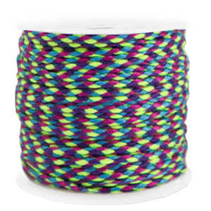 Cord&oacute;n trenzado trendy 2mm Amarillo ne&oacute;n-azul