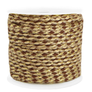 Cord&oacute;n trenzado trendy 2mm Dorado-marr&oacute;n