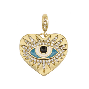 Metal TQ lat&oacute;n colgantes ojo providencia esmalte Dorado-azul