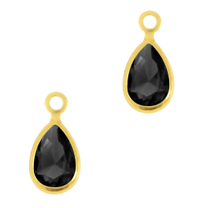 Colgantes de cristal gota Negro jet-dorado