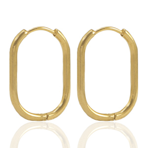 Pendientes Acero Inox criolla ovalado Dorado