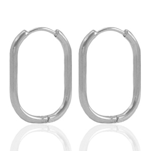 Pendientes Acero Inox criolla ovalado Plateado