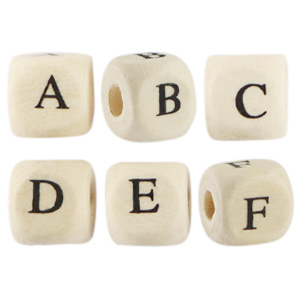 Abalorios letras de madera-Madera natural