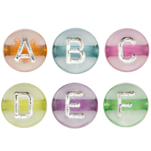 Abalorios letras acr&iacute;licas Multicolor transparente