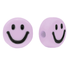 Abalorios letras acr&iacute;licas smiley P&uacute;rpura lila