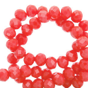 Abalorios faceteados disco 6x4mm Rojo bermell&oacute;n-revestimiento pearl shine