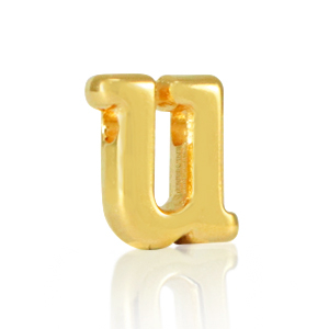 Abalorios letras met&aacute;licos DQ U Dorado (sin n&iacute;quel)