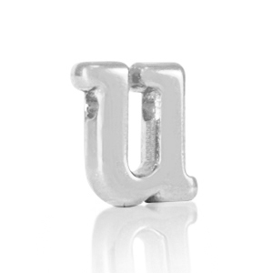 Abalorios letras met&aacute;licos DQ U Plata vieja (sin n&iacute;quel)