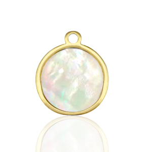 Colgantes Acero Inox 12mm concha Blanco (color natural)-dorado