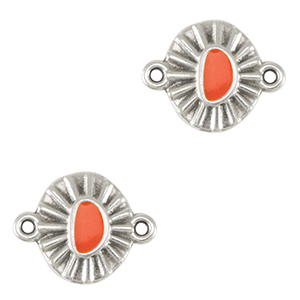 Colgantes met&aacute;licos DQ entrepieza Plata vieja-rojo coral (sin n&iacute;quel)