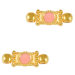 Colgantes met&aacute;licos DQ entrepieza Dorado-rosa salm&oacute;n (sin n&iacute;quel)