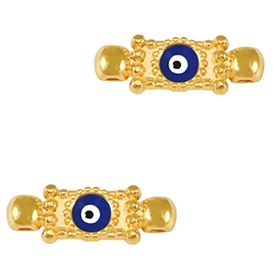 Colgantes met&aacute;licos DQ entrepieza ojo turco/nazar Dorado-azul oscuro (sin n&iacute;quel)