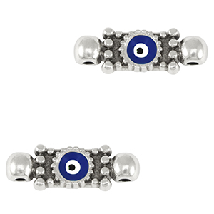 Colgantes met&aacute;licos DQ entrepieza ojo turco/nazar Plata vieja-azul oscuro (sin n&iacute;quel)
