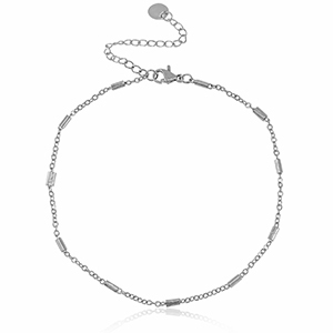 Pulseras tobillera Acero Inox eslab&oacute;n Plateado