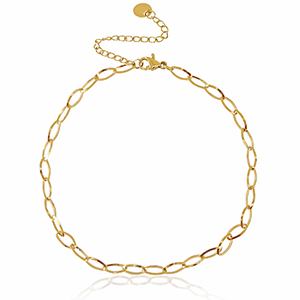 Pulseras tobillera Acero Inox eslab&oacute;n ovalada Dorado