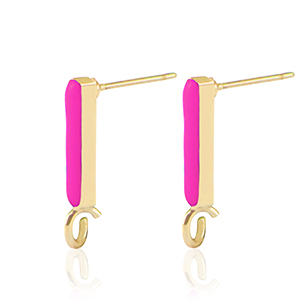 Fornituras met&aacute;licas DQ pendiente barra Dorado-rosa fucsia n&eacute;on (sin n&iacute;quel)