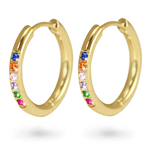 Pendientes Acero Inox criolla zirc&oacute;n 21mm Dorado