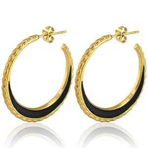 Pendientes Acero Inox criolla 30mm Dorado-negro