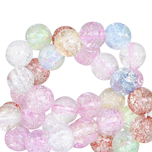 Abalorios de cristal 6 mm craquelado Multicolor
