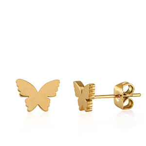 Pendientes Acero Inox mariposa Dorado