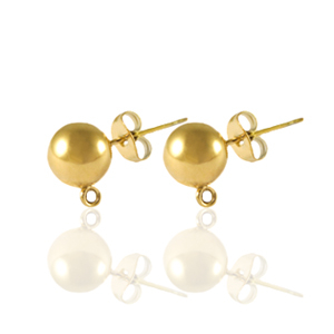 Pendientes Acero Inox con anilla 5mm Dorado