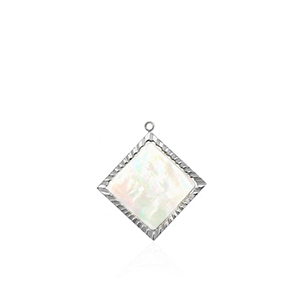 Colgantes Acero Inox concha rombo Plateado-blanco (color natural)