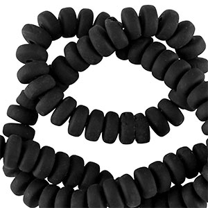 Abalorios de pol&iacute;meros rondeles 7mm Negro
