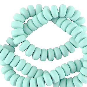 Abalorios de pol&iacute;meros rondeles 7mm Azul claro