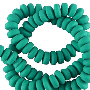 Abalorios de pol&iacute;meros rondeles 7mm Verde Maya