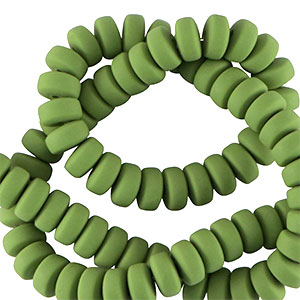 Abalorios de pol&iacute;meros rondeles 7mm Verde albahaca