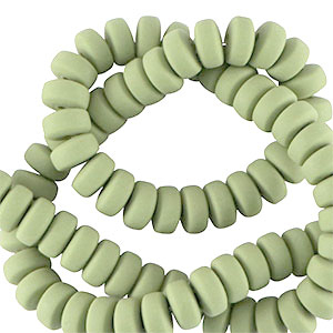 Abalorios de pol&iacute;meros rondeles 7mm Verde ceniza