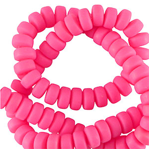 Abalorios de pol&iacute;meros rondeles 7mm Rosa brillante