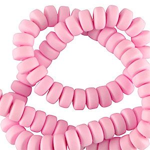 Abalorios de pol&iacute;meros rondeles 7mm Rosa puro