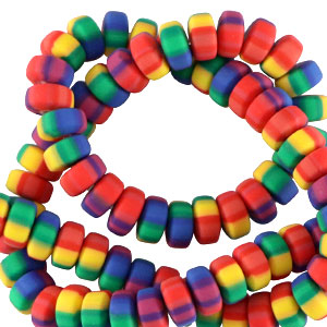 Abalorios de pol&iacute;meros rondeles 7mm Multicolor arco&iacute;ris