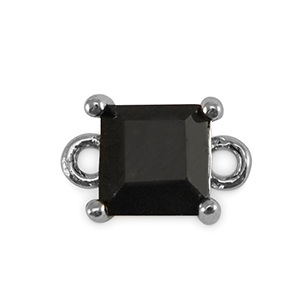 Entrepieza de cristal cuadrado Negro jet-plateado