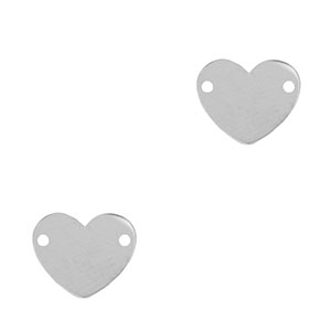 Colgantes / entrepieza Acero Inox coraz&oacute;n Plateado