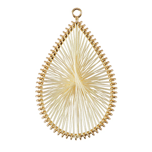 Colgantes tejidos con hilo macram&eacute; gota Dorado-blancuzco
