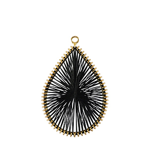 Colgantes tejidos con hilo macram&eacute; gota Dorado-negro