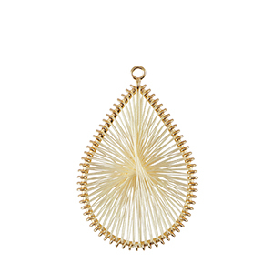 Colgantes tejidos con hilo macram&eacute; gota Dorado-blancuzco