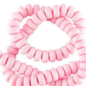 Abalorios de pol&iacute;meros rondeles 7mm Rosa beb&eacute;