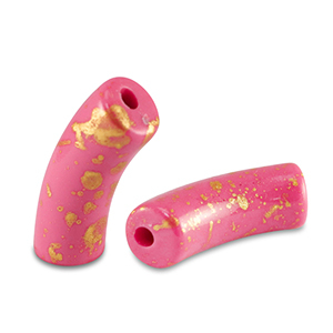 Abalorios acr&iacute;licos tubo brillante Rosa-dorado