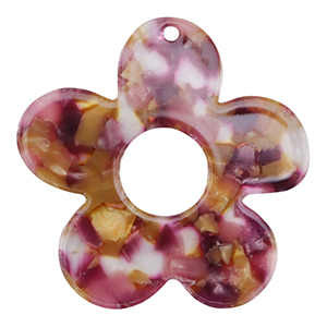 Colgantes de resina flor Rosa-p&uacute;rpura dorado