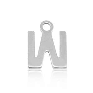 Colgantes Acero Inox letra W Plateado
